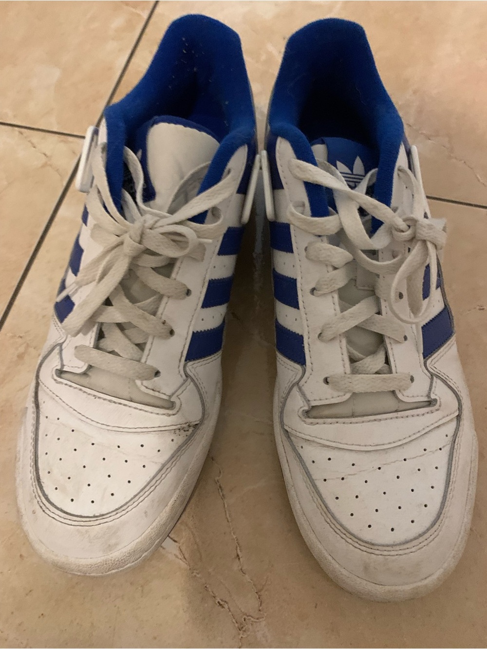 adidas White and Blue Low-Top Sneakers